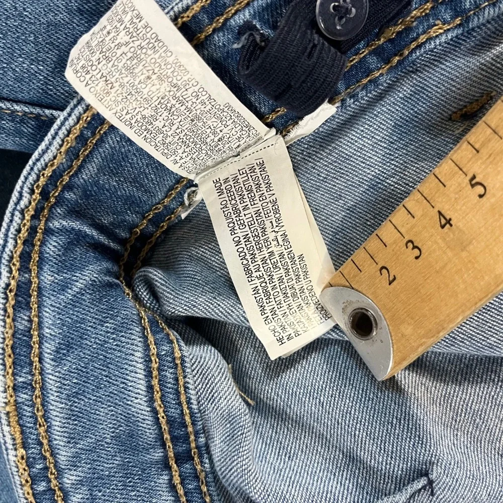 Zara Wide Leg Jeans Women 13-14 Blue High Rise Raw Hem Adjustable 26 in Waist - Picture 11 of 11